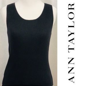 ANN TAYLOR 100% Silk Black Sleeveless Knit Top